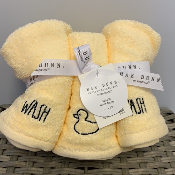 Rae Dunn set of 6 WASH CLOTHS - Picture 2 of 3